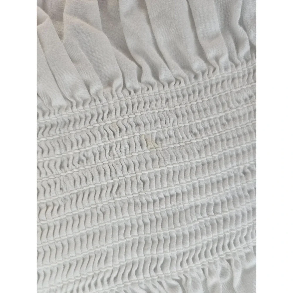 Zara White Smocked Puff Sleeve‎ Peplum Blouse Cotton Cottagecore S